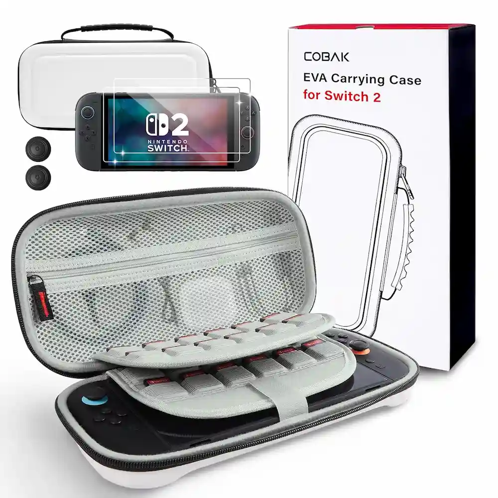 CoBak Large Capacity Carrying Case for Nintendo Switch 2 (2025) - 3 in 1 Accessories Bundle with 2 Screen Protectors