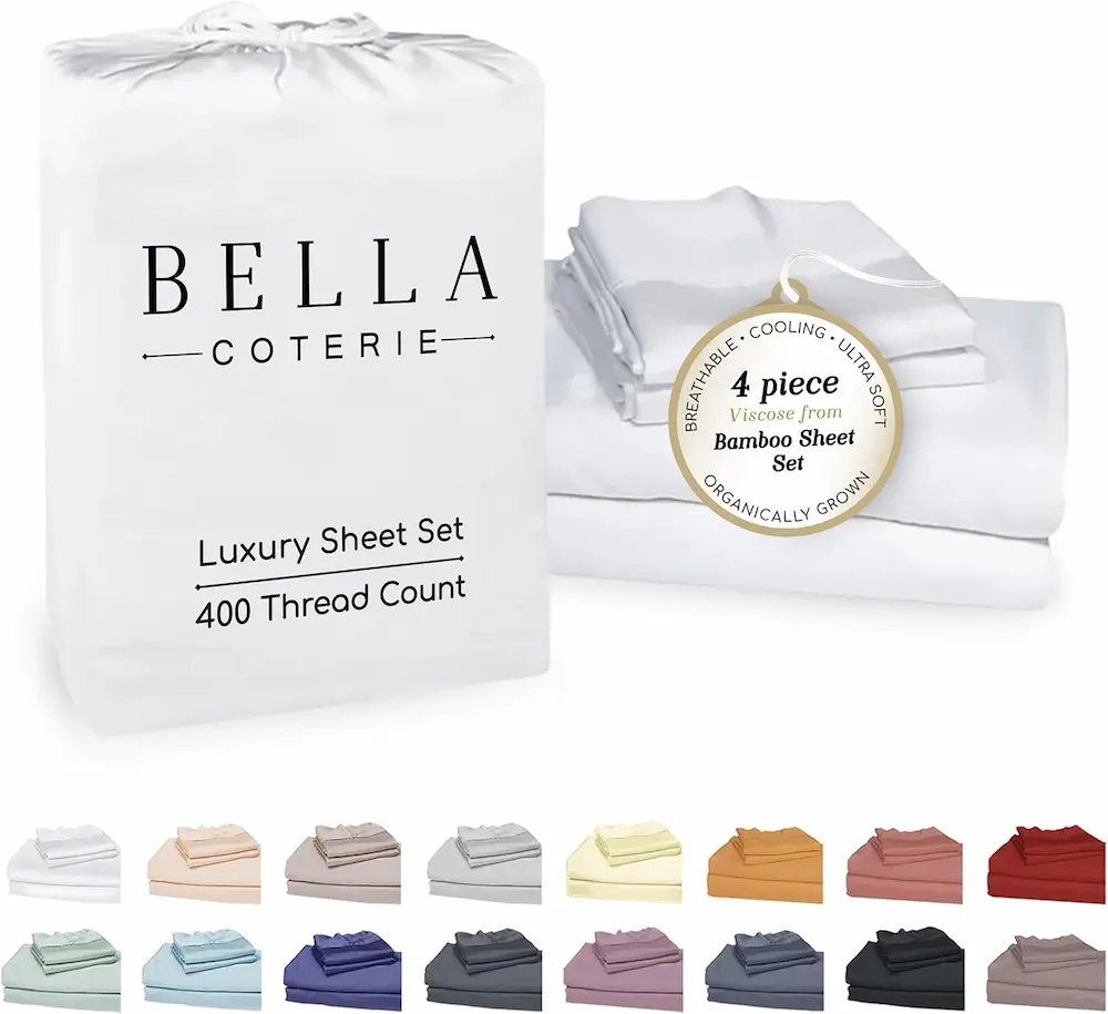 Bella Coterie Luxury Bamboo Viscose King Size Sheet Set | 100% Organically Grown | Ultra Soft