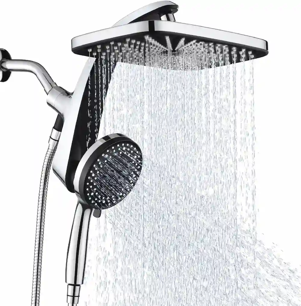 Shower Heads with Handheld Spray Combo with Fixed Showerhead and 10 Sprays Handheld Shower Head